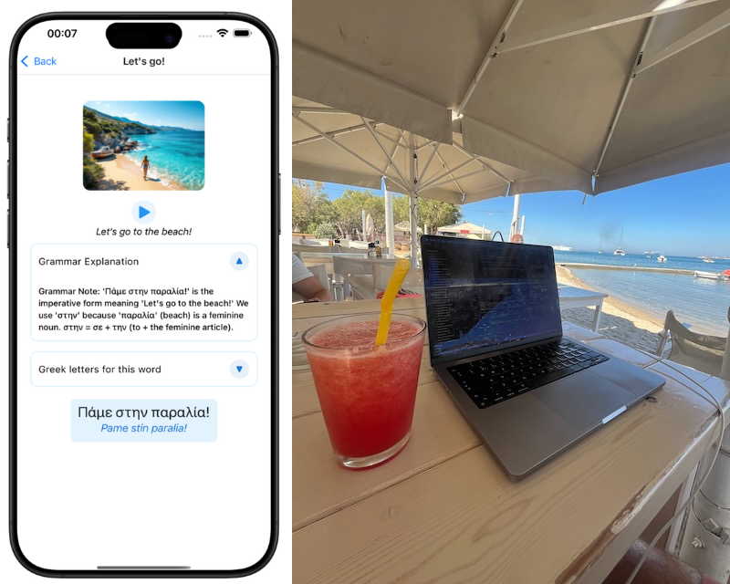 Laptop next to the watermelon juice