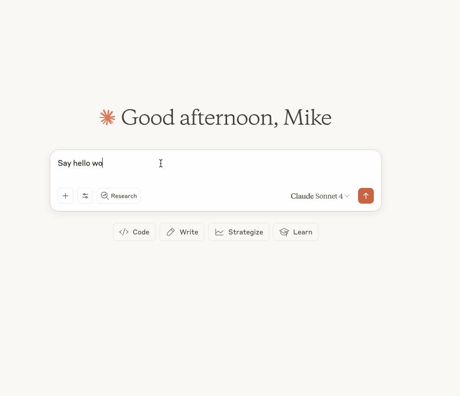 Calling say-hello in Claude Desktop